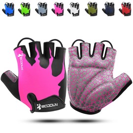 KONVINIT Cycling Gloves Fingerless Rubber Padded Women & Men Gym MTB Breathable Non-Slip Outdoor Sports Gloves by, red, m