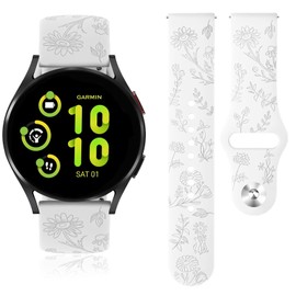 Meliya Flower Engraved Bands Compatible with Garmin Vivoactive 5 / Vivoactive 3 Watch Band, Garmin Venu 2 Plus / Venu Sq / Venu Watch Bands Women Men, Soft Silicone Sport Replacement Strap for Garmin