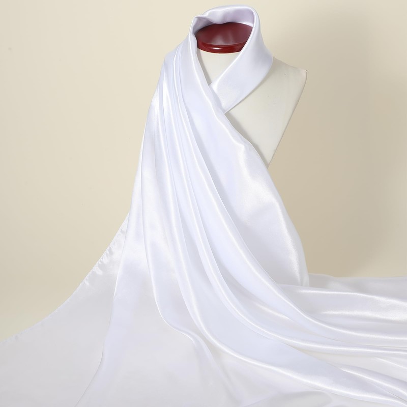 Andibro 35" Large Square Satin Head Scarf, Silk Shiny Solid