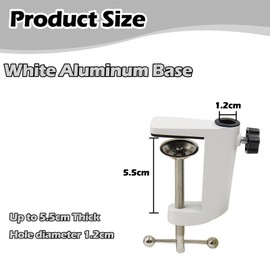 Pack of 2 Replacement Table Clamp, Scissor Arm Stand, I-Shaped Clamp Holder, Metal Desk Clamp, Table Holder for Microphone, Aluminium Support Clamp, for Attaching Lamps (White)