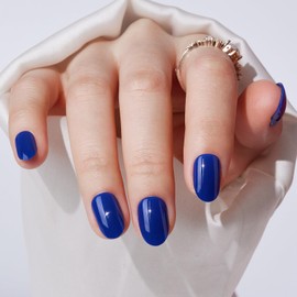 S.T. Friends Press On Nails - Soft Gel Fake Nails, Gel Finish Short Oval Shape, Reusable Semi-Transparent Nails in 16 Sizes - 32 Nail Kit with Glue