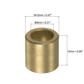 sourcing map 12pcs Sleeve (Plain) Bearings 8mm Bore x 12mm OD x 15mm Length, Self-Lubricating Sintered Bronze Bushings