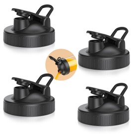 4 Pack Mason Jar Lids, Pour Spout Lids for Ball Regular Mouth Mason Jars, Leak Proof Seal Cover, Airtight Canning Jar Flip Top Lid for Drinking, Salad, Dressing Pouring