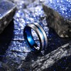 King Will 8mm Silver Mens Tungsten Wedding Rings Blue Groove