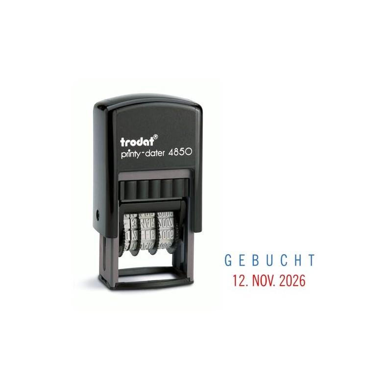 Trodat 4850 Professional Date Stamp with 2-Colour Ink Pad Blue/Red
