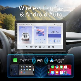 Haudio 10.1" Rotable Single Din Car Stereo, 720 * 1280 Touchscreen Car Radio with Wireless Carplay & Android Auto, GPS Navigation, Bluetooth 4.1, HD Backup Camera, FM/AM Radio