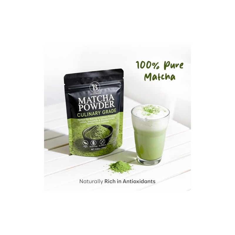 Bloomora Culinary Matcha Powder - Natural Green Tea for Beverages