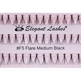 Elegant Lashes Individual Flare Medium Black Eyelashes (Single Pack - 1 Tray)