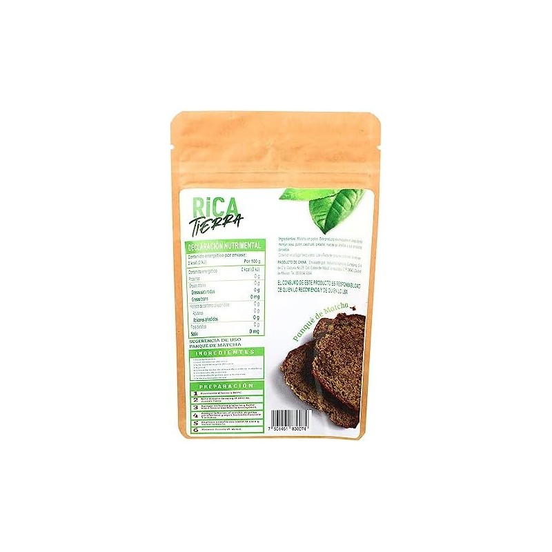 Te Matcha culinario en polvo Rica Tierra de 100 grs.