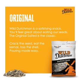 Wild Dutchman Roasted Sunflower Seeds in a Resealable Bag for Ultimate Freshness and an Easy Pour Snack, Salted Original Flavor, 13 oz (Pack of 3)