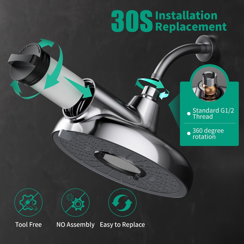 Longriver F8 Filtered Shower Head 8 Inch Shower Head High