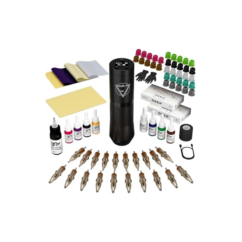 OZER Kit De Máquina De Tatuar Inalámbrica Con Pluma Giratoria,