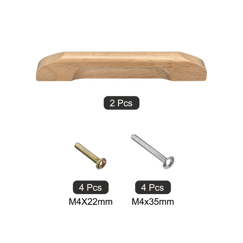 sourcing map 2Pcs Wood Drawer Pulls, 3.78" Hole Distance Solid
