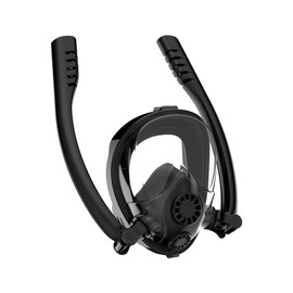Snorkel Mask,Full face Diving mask,Double Tube Breath Separation,Anti Fog Anti Leak, 180 Degree Ultra Wide Angle,Suitable for Adults and Beginners (Black, L/XL)