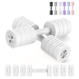 MERACH Dumbbell Set of 2, Adjustable Weight, Anti-slip Handle, Macaron Colors, Each 2.2/4.4/6.6/8.8 lbs, 4 in 1 Hand Weights for Women at Home, White