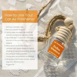 Hanging Car Air Freshener, Long Lasting Scent, Cute Air Fresheners for Women, 2 Pack Non-Toxic Essential Oil Diffuser, Made in USA