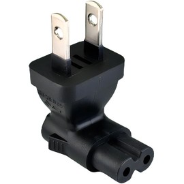 Power Supply Right Angle Conversion Plug (Glasses Type AC Cord)/2Pin (Male) to 2Pin (Female) (EP-W-2PA)