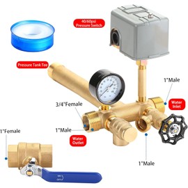 1"x 11"Well Pressure Tank Tee Kit with 30/50psi Pressure Switch,Brass Pressure Tank Installation Kit for Water Well,Fit Most pressure tanks with diameters up to 16"