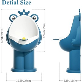 Frog Pee Training, Potty Training Urinal for Boys Kids Toddler Standing Urinal Wall-Mounted Frog Shape Pee Trainer with Funny Aiming Target (Deep Blue)