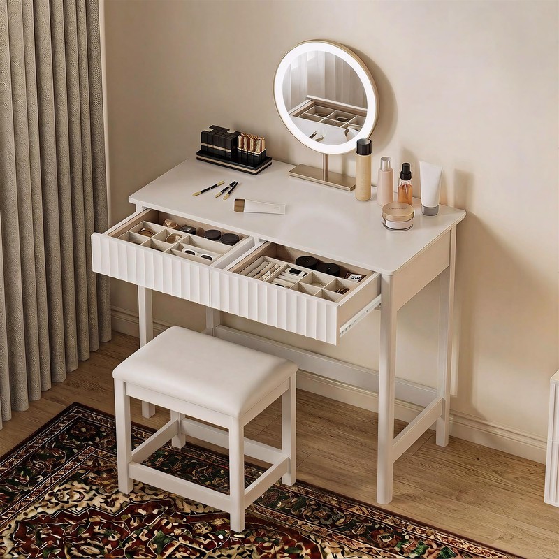 ChooChoo 40 Inch Modern Desk with Drawers, Makeup Vanity Desk