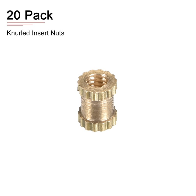 DTGN M2x4x3.5mm (IDxLxOD) Knurled Insert Nuts Brass Plastic Shell Brass