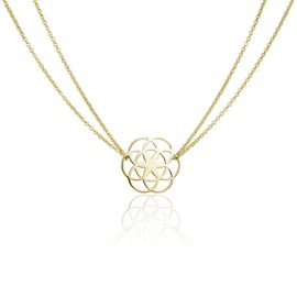 MATERIA by Matthias Wagner Mandala Flower of Life Necklace 925 Silver for Women 42-47 cm Length, Sterling Silver