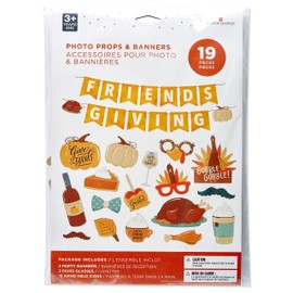 American Greetings 19-Pieces Photo Booth Props and Banner, Friendsgiving Party Supplies