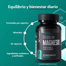 Citrato de Magnesio  60 Cpsulas  Apoya la Funcin Muscular, Nerviosa y sea  Contribuye a la Energa, Relajacin y Bienestar General  Ideal para Uso...   