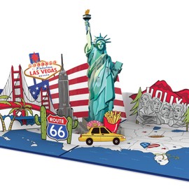 papercrush papercrush® Pop Up Karte USA - Gutschein für USA Reise, Reisegutschein für Urlaub in Staaten, Geldgeschenk & Gutscheinkarte zum Geburtstag für US Städtetrip nach New York - 3D Amerika Geburtstagskarte