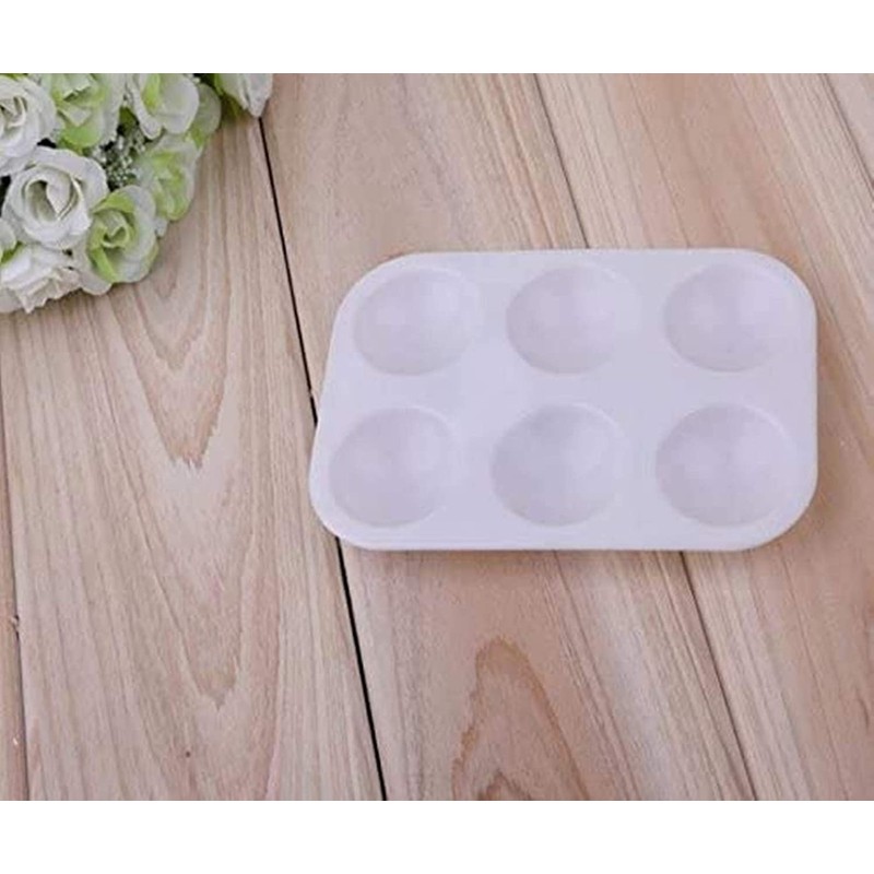 24 Pieces White Paint Plastic Palettes 6 Well Rectangular Watercolor