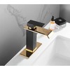 Black Bathroom Faucet Gold Waterfall One Handle 1-3 Hole Lavatory
