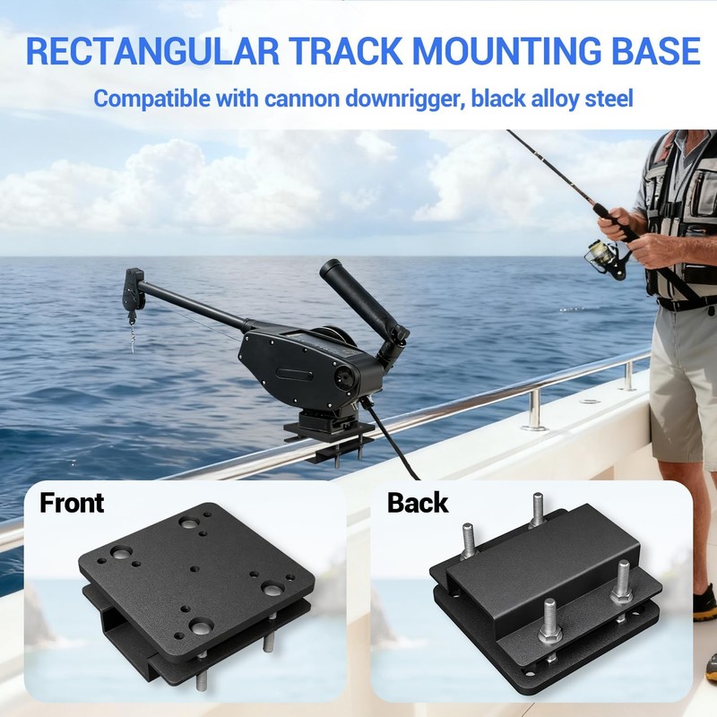Heavy Duty Universal Square/Round Rail Downrigger Mount for Cannon(Black)