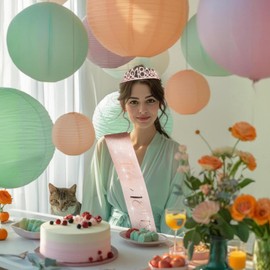 Styquenzer 18th Birthday Sash and Tiara, 18th Birthday Decorations Gifts for Girls Rhinestone Crown Kit (Rose Gold)