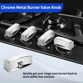 ChangTa Gas Stove Control Knob Replacement, for Gas Stove Range Oven Griddle Grill Char Broiler with D-Shape Valve stem Design - Chrome Knob Dial Replacement Knobs-8 Pack