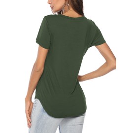 Florboom Women's T-shirt, long-sleeved/short-sleeved V-neck top, summer basic shirt, Millc Olive Green, s