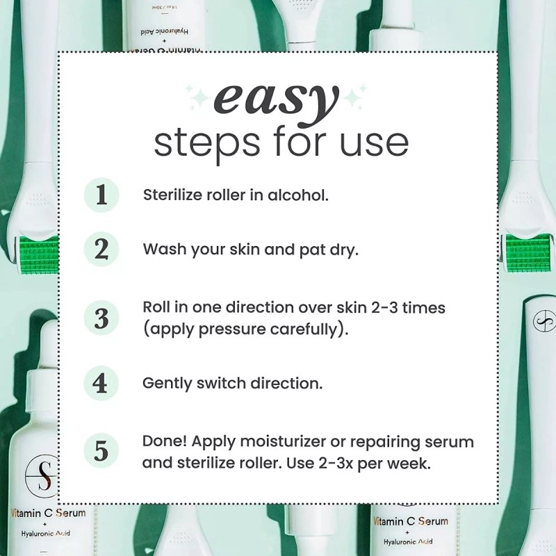 Sdara Skincare Derma Roller- Rostr. 192 Microagujas De Acero Inoxidable.