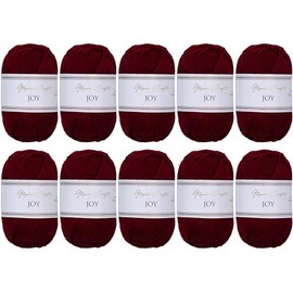 Utopia Crafts Joy Plain Knitting and Crochet Yarn, Soft, Easy Care, 100% Polyacrylic, 10 x 50 g Ball, 150 m (Burgundy)