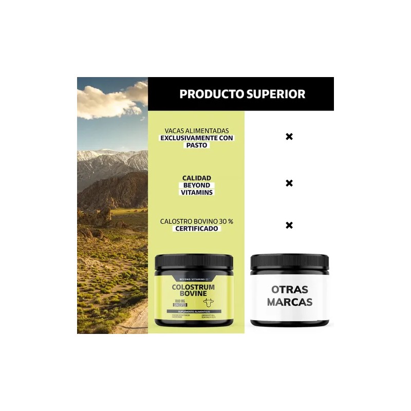 Beyond Vitamins Calostro Bovino Certificado Grass Fed Libre Pastoreo 1800