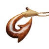 Hand Carved Natural Hawaii Koa Wood Fish Hook Fishhook/Hei Matau