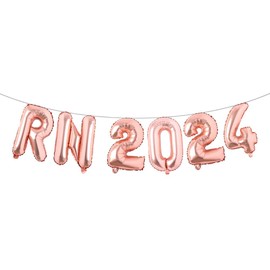 RN 2024 Balloons Banner Multicolor 16" Foil Letter Nurse Balloons Graduation Decorations 2023 Congratulations Nurse Balloons for Nursing Graduation Party Supplies (RN
