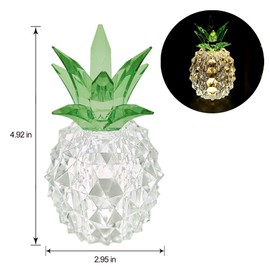 COVEGE 5 Inch Crystal Pineapple Light, Batteries Operated Night Light, Stylish Table Lamp for Living Room Bedroom Home Decor (White)