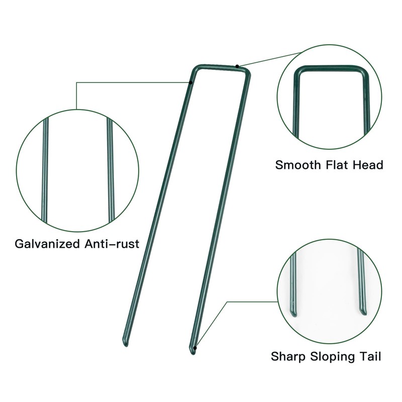 10 Pack Galvanized Landscape Staples, 6 Inch U-Shaped Garden Stakes,