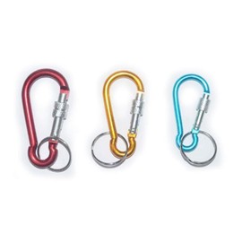 NO.7 Set of 4 Aluminum Alloy Screw Lock Carabiner Spring Snap Link Hook w/Key Ring- 68mm 2.7"
