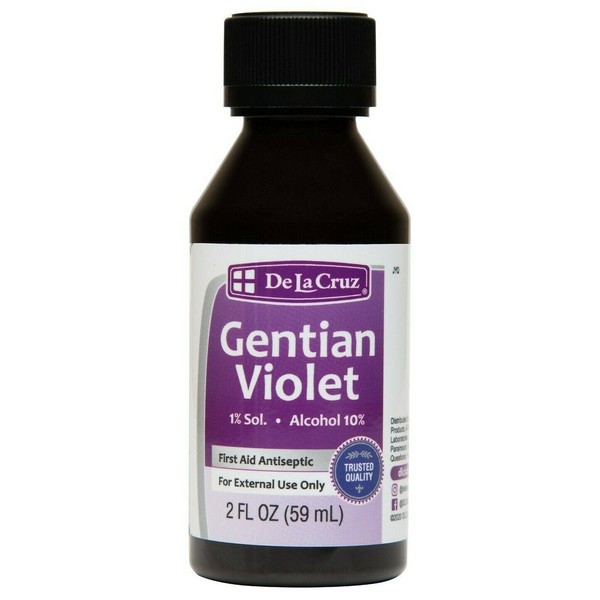 De La Cruz 1% Gent Violet Skin Antiseptic JUMBO BOTTLE 2 OZ    Exp. Feb. 2024