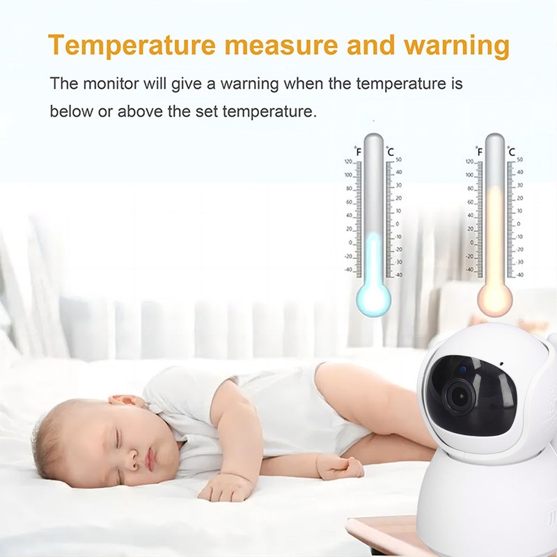 Baby Monitor 720P HD Display Pan Tilt Camera Two Way