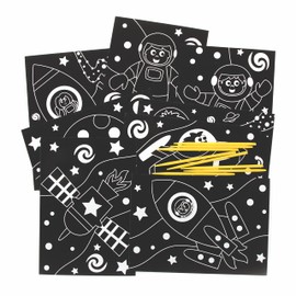 Baker Ross FE663 Solar System Scratch Pictures for Children - Pack of 8, Engraving Art Craft Set for Children, Creative Craft Activities for Children