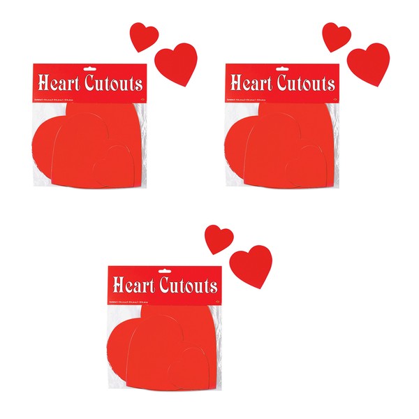 Beistle Printed Heart Cutouts Assorted Sizes (Red), Pack of 27