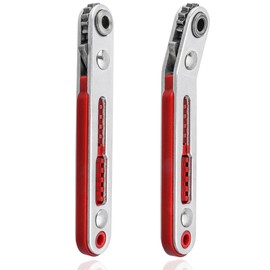 Wolfride 2Pcs Mini Ratchet Wrench Set, 1/4" Hex Bit Drive Reversible Wrench with Elbow & Flat Head, 90 Degree Right Angle Screwdriver Wrench for Tight Spaces