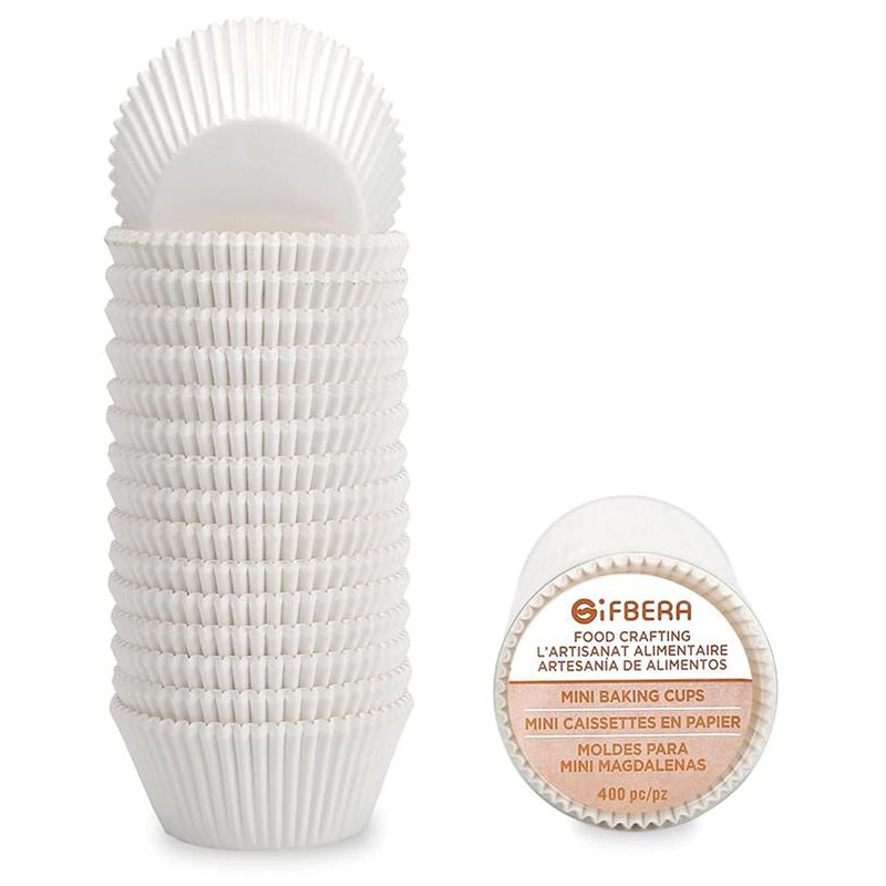 Gifbera Mini White Cupcake Liners 400-Count, Greaseproof Paper Muffin Baking