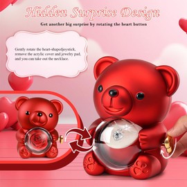 Eternal Rose Teddy Bear Gift Box with I Love You Necklace, Preserved Rose Flowers Surprise Box Roses Teddy Bear Gifts for Women Girlfriend Mother Wife Anniversary, Birthday, Valentine's Day, Mother's